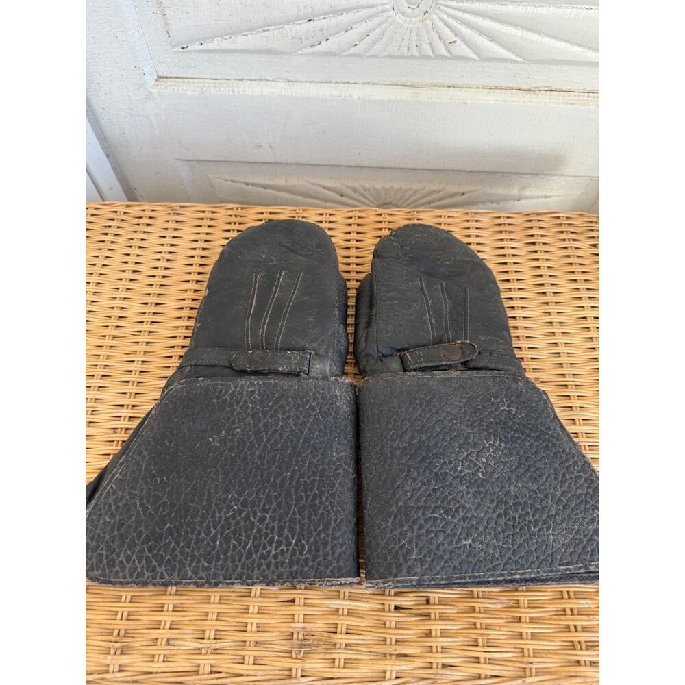 Vintage 40's Buco Detroit Motorcycle Gauntlet Mittens Pebble Cowhide Wool Biker
